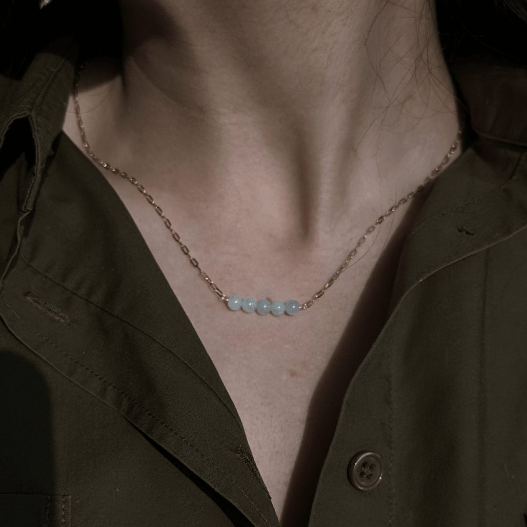 GRATITUDE AQUAMARINE NECKLACE - COLLARES - Malandra Jewelry - TC2322