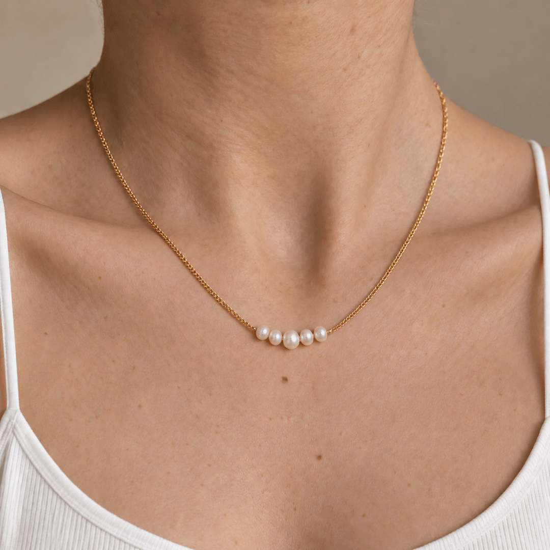 GRATITUDE PEARL LINE NECKLACE - COLLARES - Malandra Jewelry - TC2283