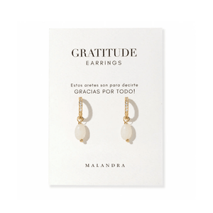GRATITUDE ROSE QUARTZ HOOPS - ARETES - Malandra Jewelry - TA2275