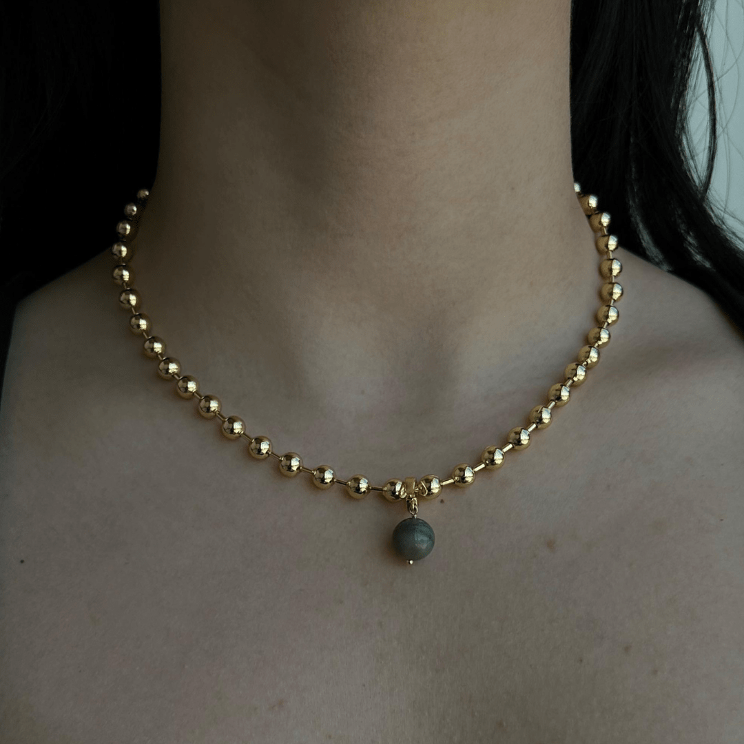 GREEN AGATE BEADED NECKLACE - COLLARES - Malandra Jewelry - TC2295 / EYHC13