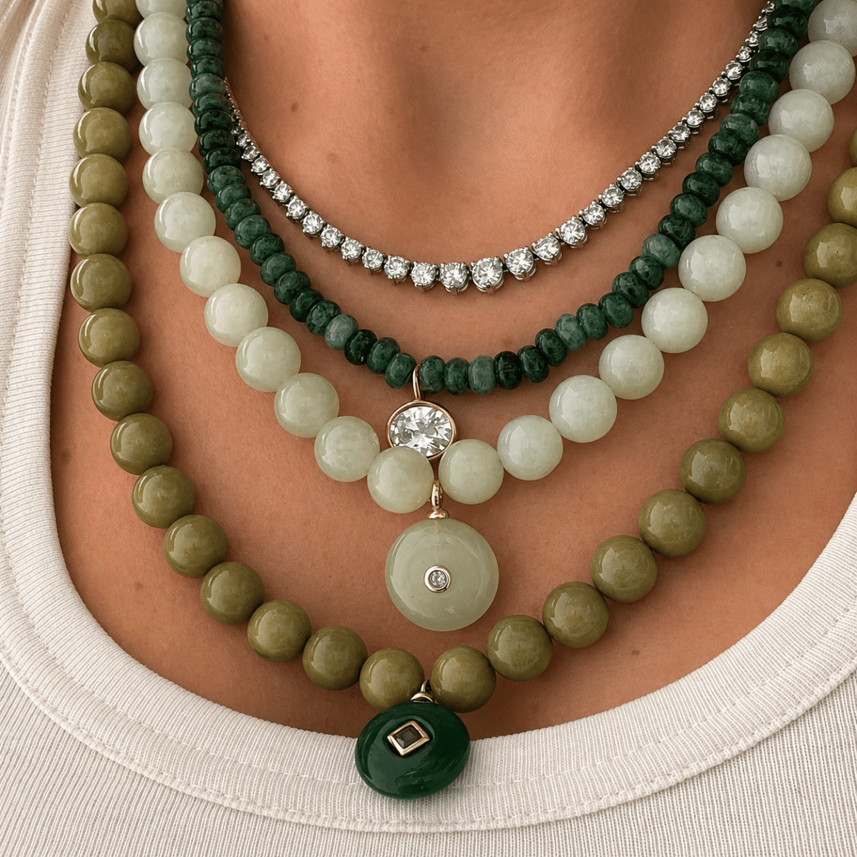 GREEN ALXA GAIA NECKLACE - COLLARES - Malandra Jewelry - TC2434