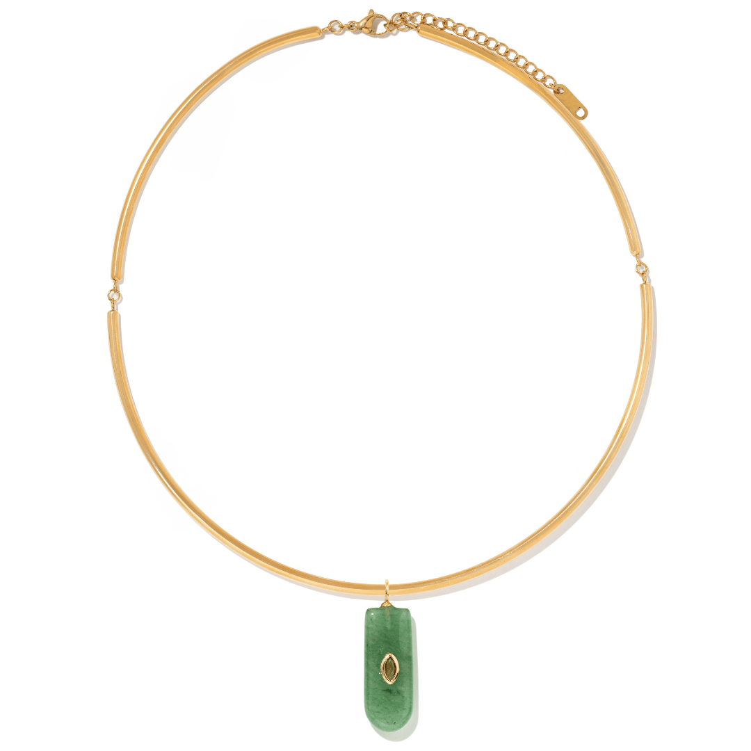 GREEN AVENTURINE GAIA CHOKER - COLLARES - Malandra Jewelry - TC2427