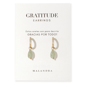 GREEN AVENTURINE GRATITUDE HOOPS - ARETES - Malandra Jewelry - TA2352