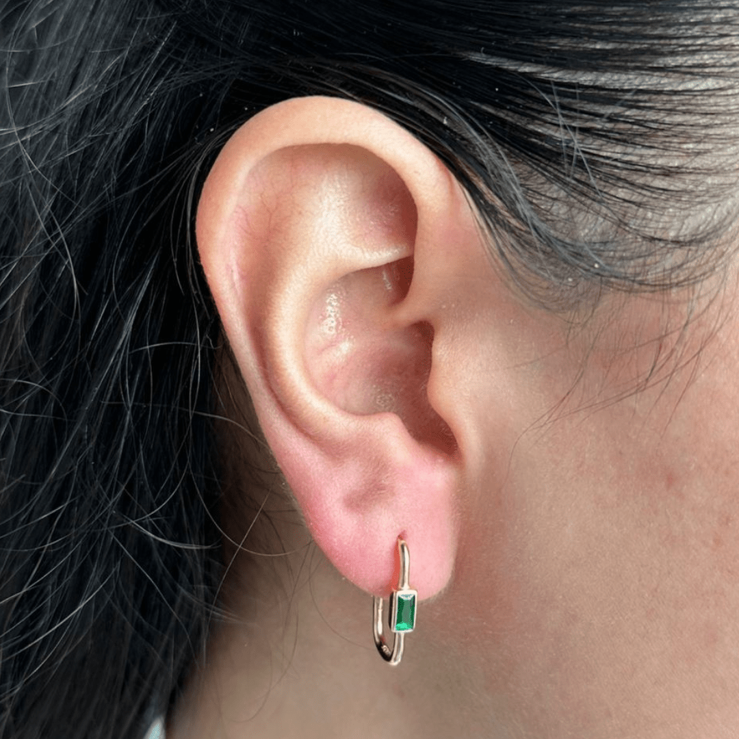 GREEN GLEAM HOOPS - ARETES - Malandra Jewelry - EAWA122 - AAE839 - G - 1