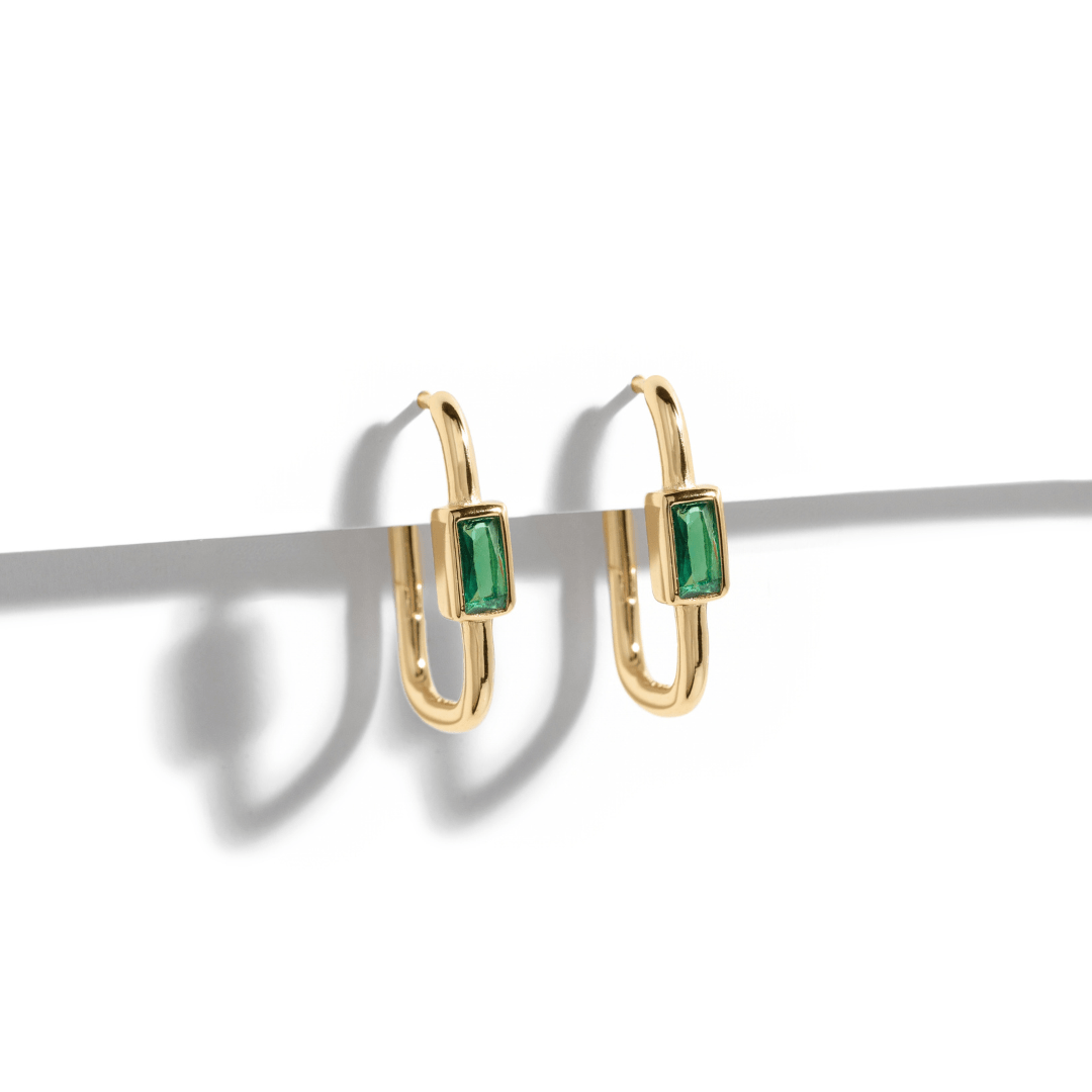 GREEN GLEAM HOOPS - ARETES - Malandra Jewelry - EAWA122 - AAE839 - G - 1