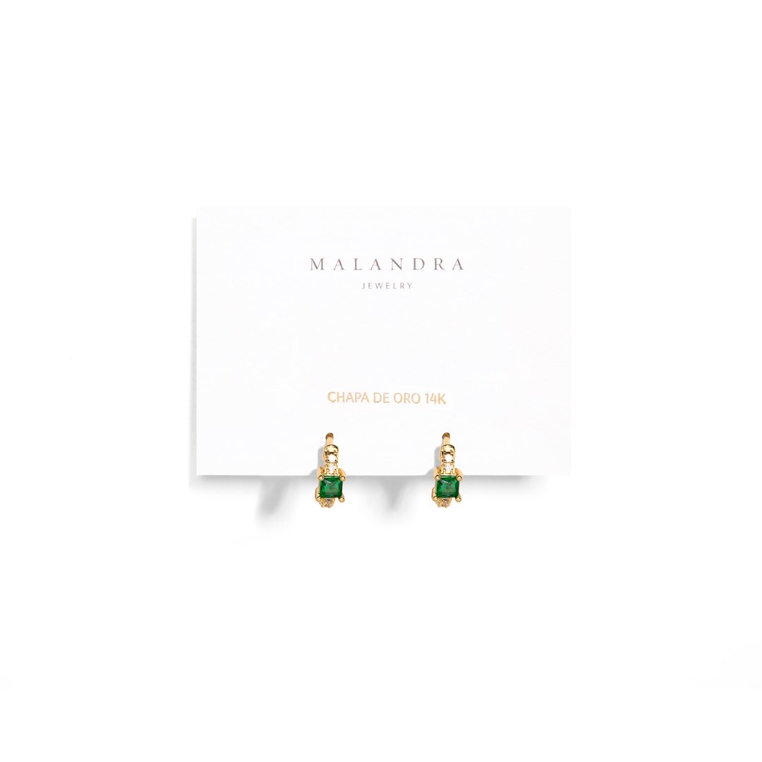 GREEN GLEAM HUGGIES - ARETES - Malandra Jewelry - AA1300-U20706