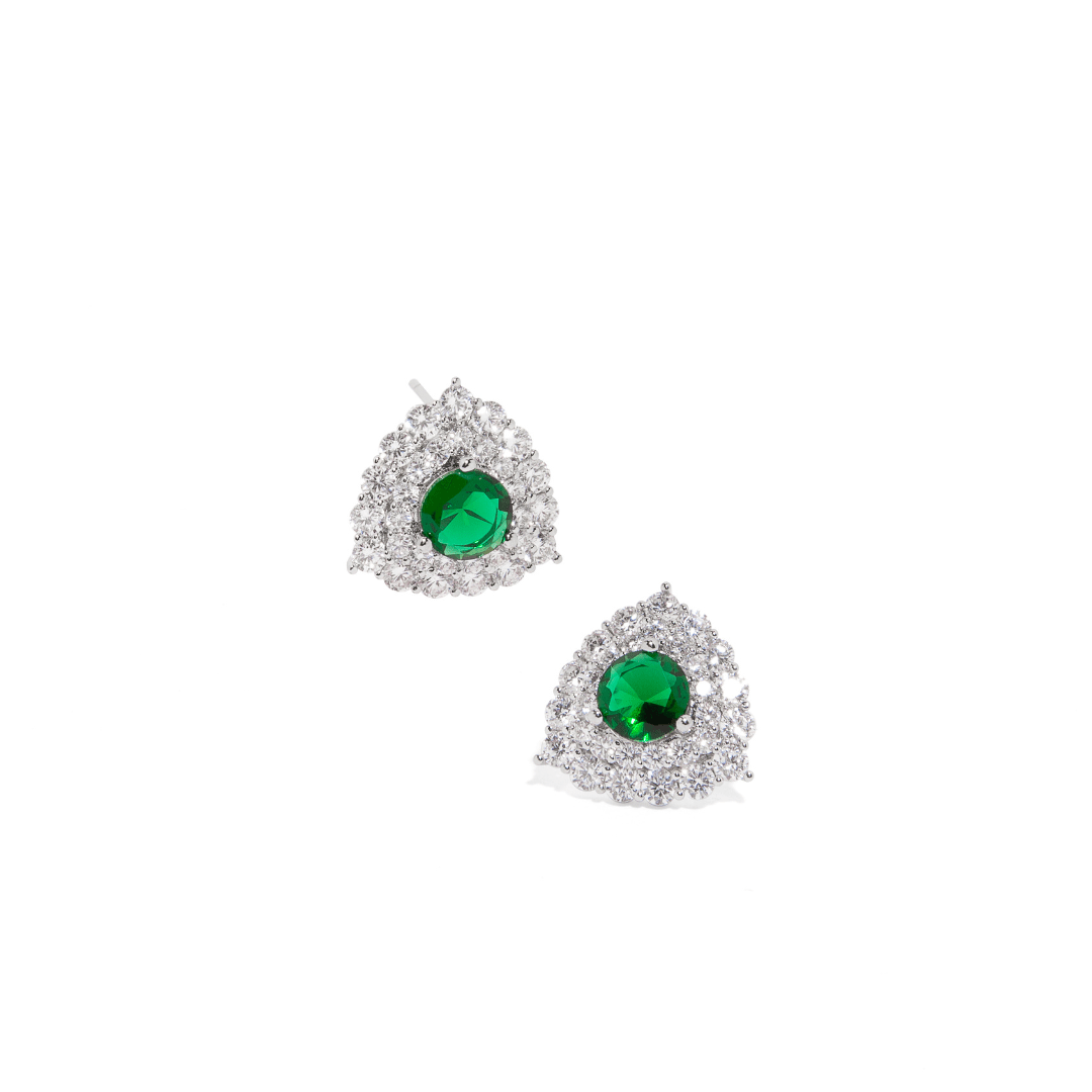 GREEN LUX TRIANGLE EARRINGS - ARETES - Malandra Jewelry - ZWA51 - QX01423 - 1Y