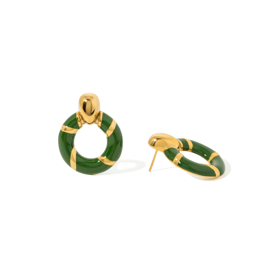 GREEN LUXE HOOP EARRINGS - ARETES - Malandra Jewelry - EUWA289-JDE0108018-GN