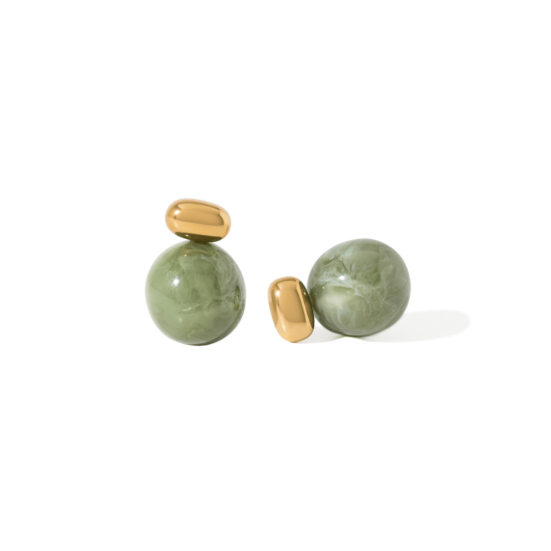 GREEN SPHERE LUX EARRINGS - ARETES - Malandra Jewelry - EUWA421-JDE0112271