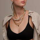 HALF & HALF PEARL GOLDEN NECKLACE - COLLARES - Malandra Jewelry - TC1682