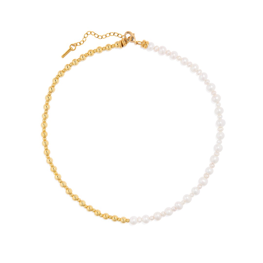 HALF & HALF PEARL GOLDEN NECKLACE - COLLARES - Malandra Jewelry - TC1682