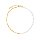 HALF & HALF PEARL GOLDEN NECKLACE - COLLARES - Malandra Jewelry - TC1682