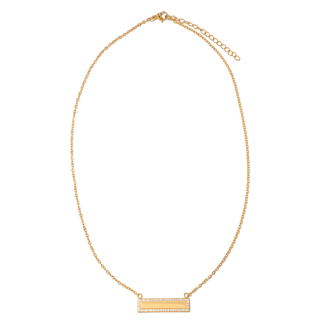 HALO CUSTOM PLAQUE NECKLACE - COLLARES GRABADOS - Malandra Jewelry - LJC5-JT-NB2960