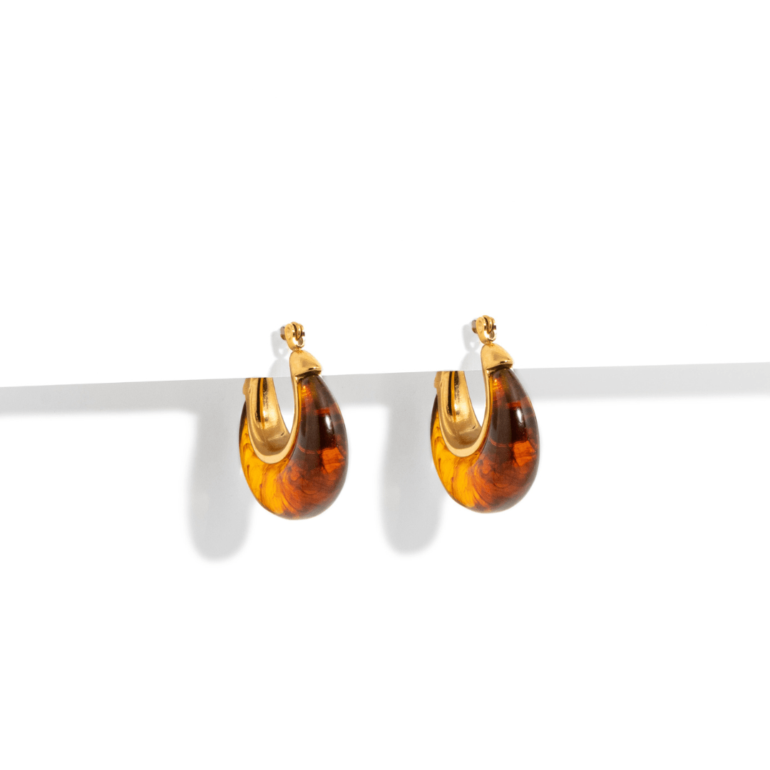 HAZEL SWIRL LUXE HOOPS - ARETES - Malandra Jewelry - EUWA293-JDE0307031-BR