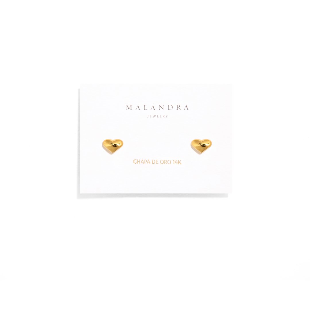 HEART BOLD STUDS - ARETES - Malandra Jewelry - VCA205-4014