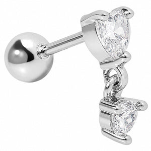 HEART DROP SILVER PIERCING - ARETES - Malandra Jewelry - ZTA22.P-EGD0140