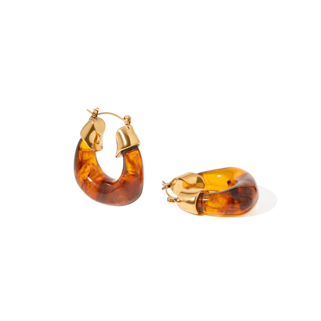 HONEY CHUNKY HOOPS - ARETES - Malandra Jewelry - EUWA440-JDE0307032-BR