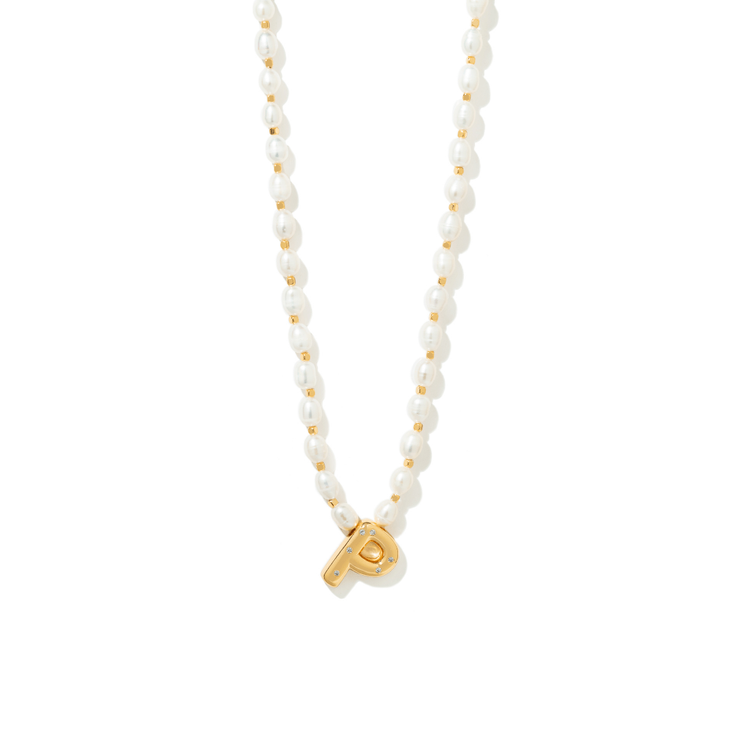 INITIAL PEARL GLOW NECKLACE - COLLARES - Malandra Jewelry - EYHC12.A