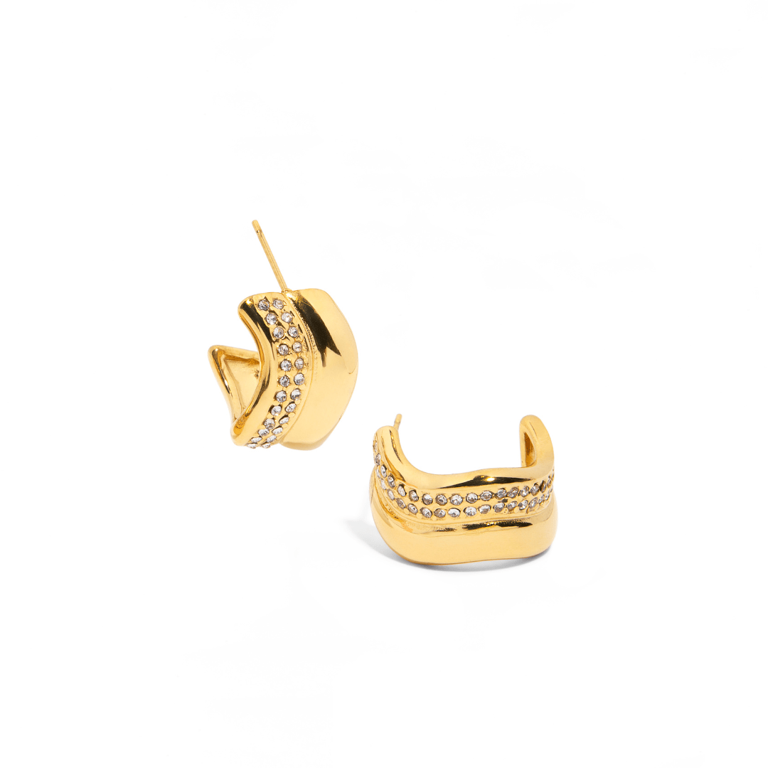 IRREGULAR GOLD GLIMMER HOOPS - ARETES - Malandra Jewelry - EYHA7 - 1601283913520