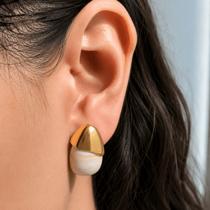IVORY MARBLE EARRINGS - ARETES - Malandra Jewelry - EUWA572-JDE0104311-WT