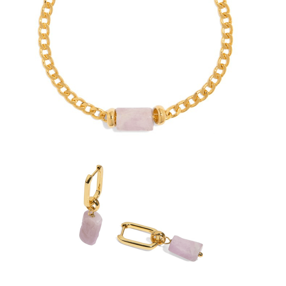 KUNZITE AURA GIFT SET - SETS DE REGALO - Malandra Jewelry - SET114-TA1623 TP1613