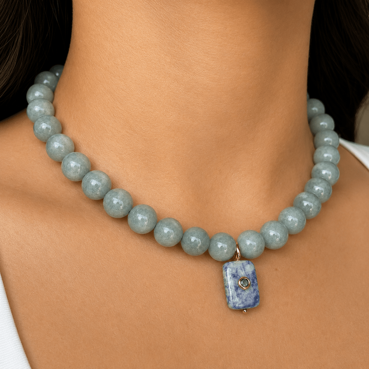 LAGOON SODALITE GAIA NECKLACE - COLLARES - Malandra Jewelry - TC2503