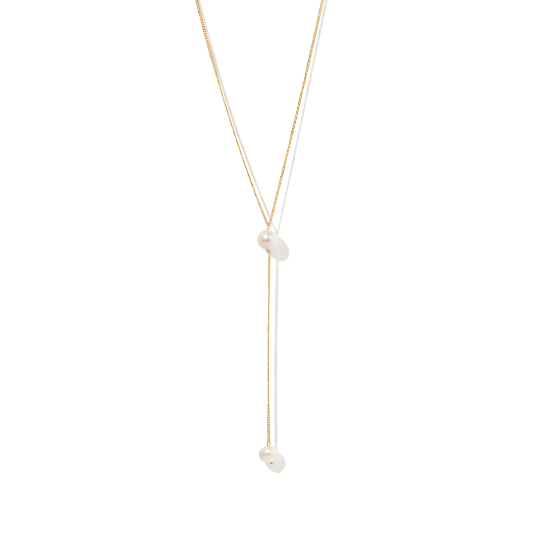 LARIAT PEARL DOTS NECKLACE - COLLARES - Malandra Jewelry - TC2084