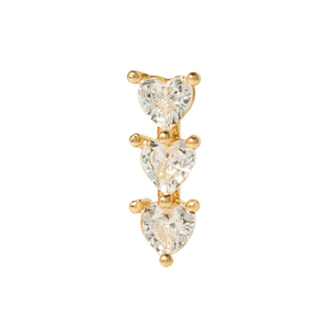 Lovely Hearts Gold Piercing - ARETES - Malandra Jewelry - ZTA43-EGD2183