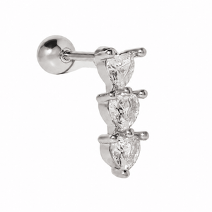 Lovely Hearts Silver Piercing - ARETES - Malandra Jewelry - ZTA43.P-EGD2183K