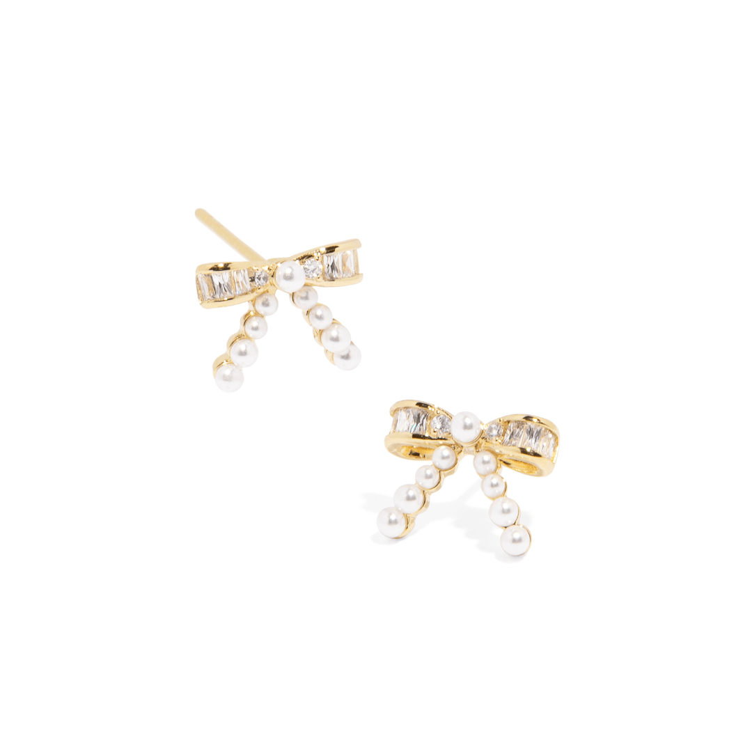 LOVELY PEARL BOW EARRINGS - ARETES - Malandra Jewelry - ZWA3 - QX02784Y