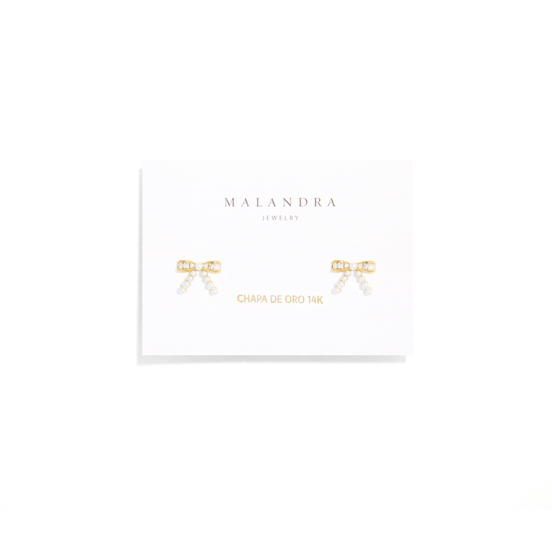 LOVELY PEARL BOW EARRINGS - ARETES - Malandra Jewelry - ZWA3 - QX02784Y