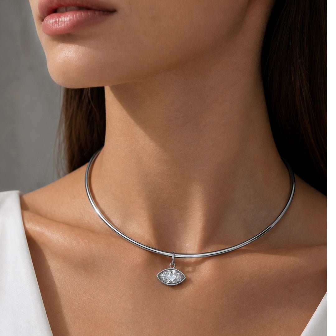 LUMINA MARQUISE SILVER CHOKER - COLLARES - Malandra Jewelry - EUWC390.P-JDN0112242-3