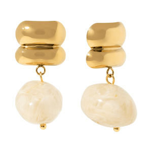LUSTER QUARTZ EARRINGS - ARETES - Malandra Jewelry - EUWA553-JDE0109029-WT