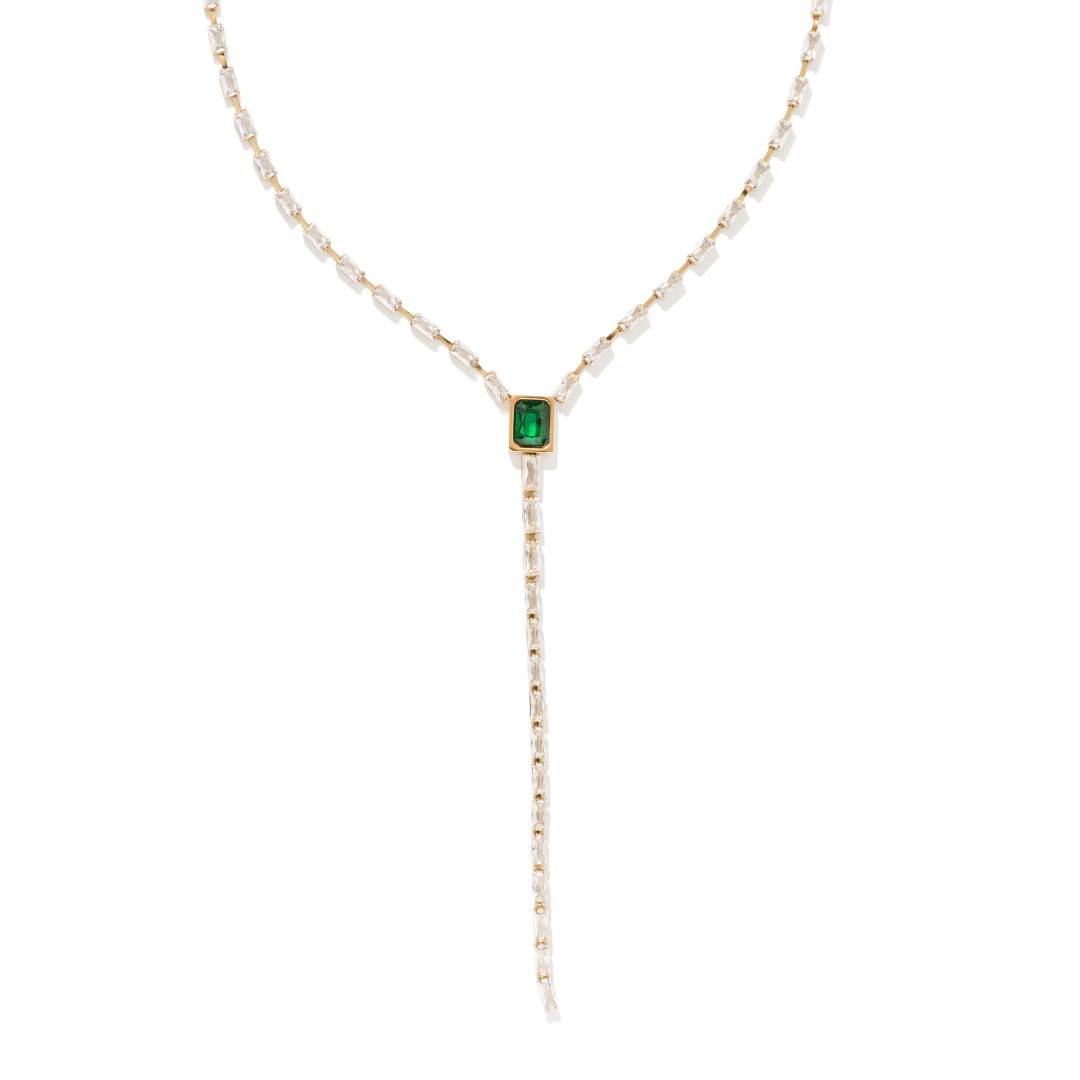 LUX GREEN LARIAT NECKLACE - COLLARES - Malandra Jewelry - EUWC389-JDN0306027-GN-1