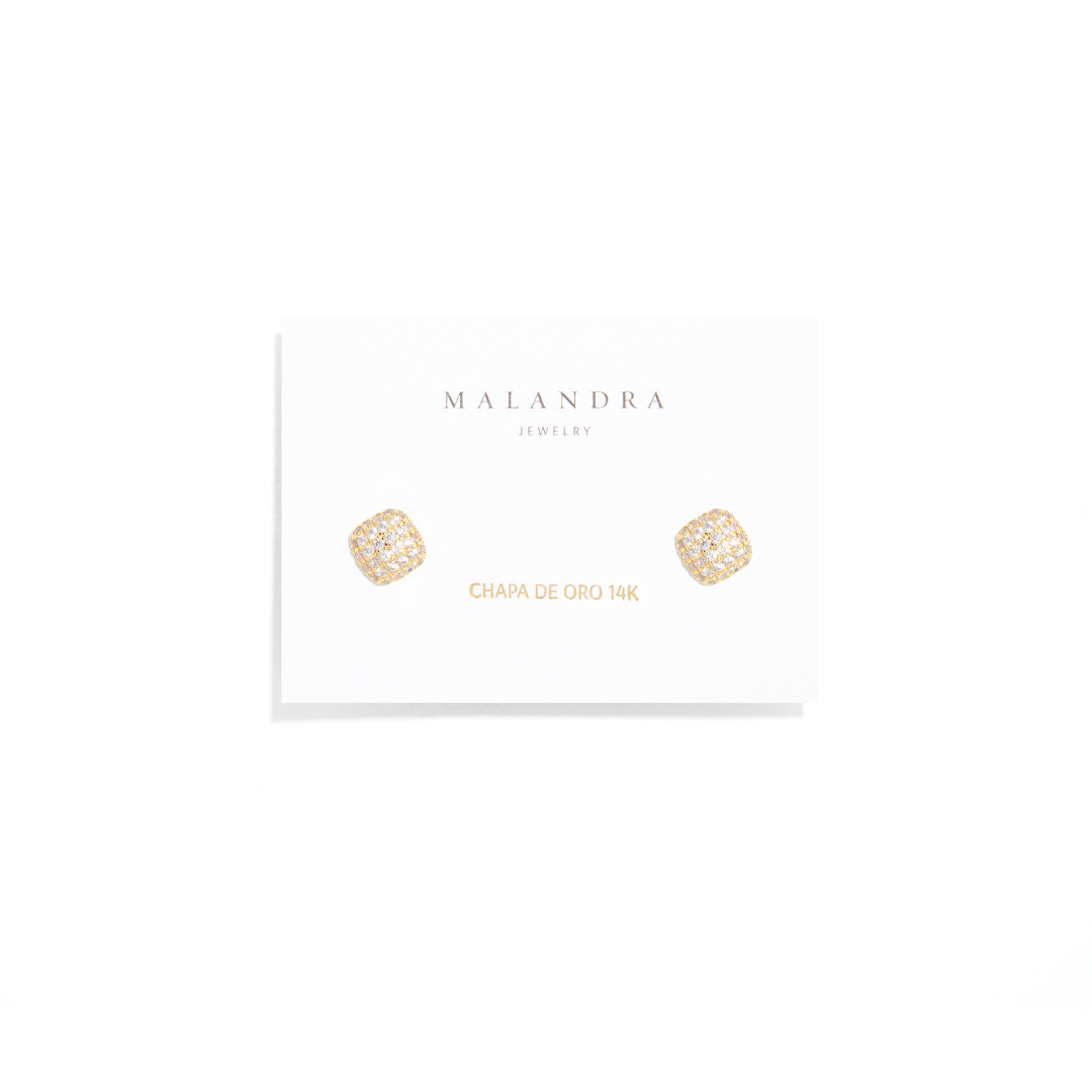 LUX SQUARE SHINE EARRINGS - ARETES - Malandra Jewelry - ZWA10 - QX01623Y