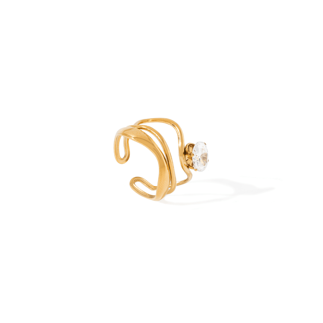 LUX WAVES ZIRCONIA RING - ANILLOS - Malandra Jewelry - EUWR425-JDR0104027
