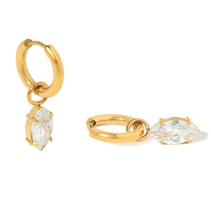 LUXE EMERALD DROP HOOPS - ARETES - Malandra Jewelry - EUWA474-JDE0312244-2