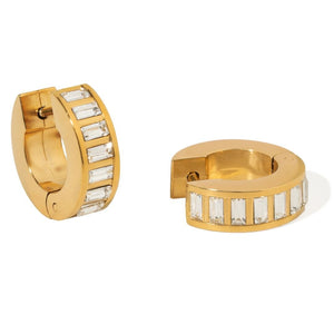 LUXE MINI BAGUETTE HOOPS - ARETES - Malandra Jewelry - EUWA504-JDE0305069