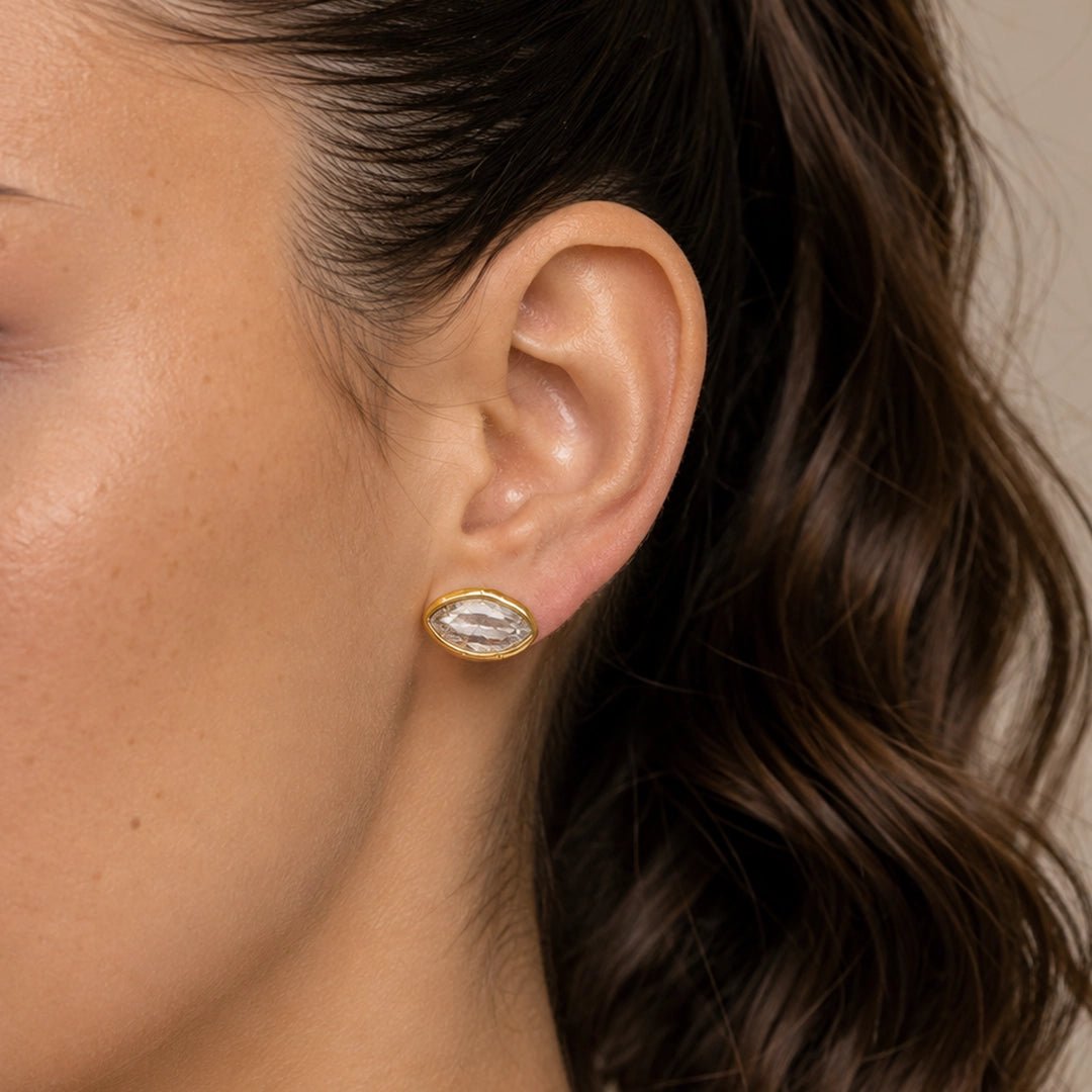 LUXE NAVETTE ECLAT STUDS - ARETES - Malandra Jewelry - EUWA480-JDE0101334