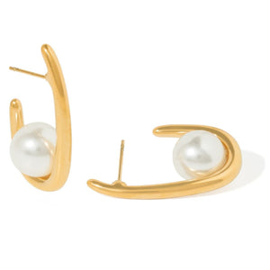 LUXE ORBIT PEARL EARRINGS - ARETES - Malandra Jewelry - EUWA500-JDE2408048