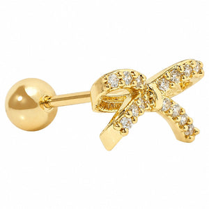 MAJESTIC BOW GOLD PIERCING - ARETES - Malandra Jewelry - ZTA28-EGD1572