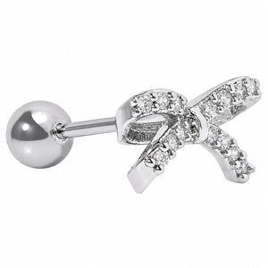 MAJESTIC BOW SILVER PIERCING - ARETES - Malandra Jewelry - ZTA28.P-EGD1572