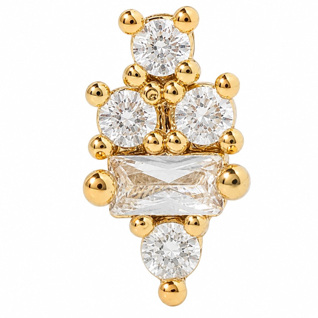 MAJESTIC CLUSTER GOLD PIERCING - ARETES - Malandra Jewelry - ZTA26-EGD1334