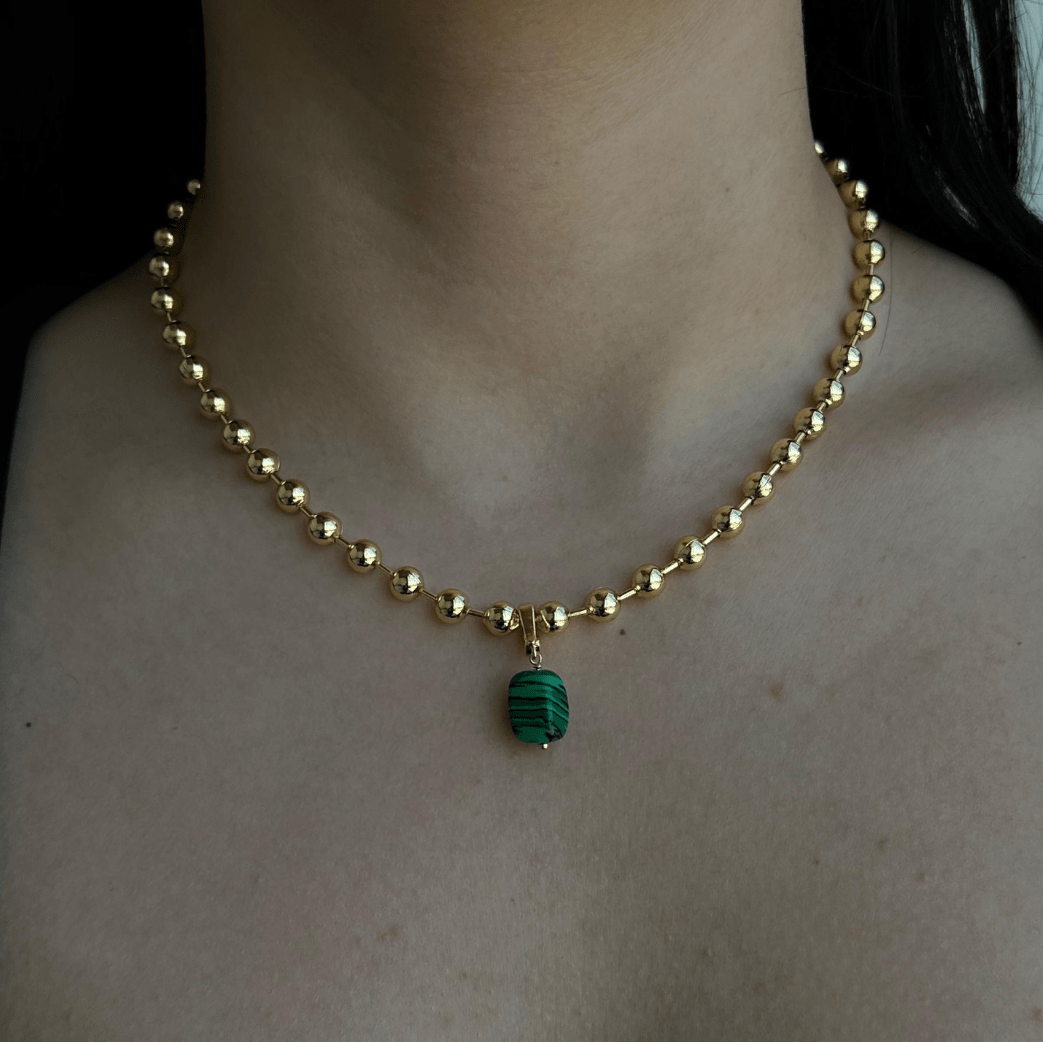 MALACHITE BEADED NECKLACE - COLLARES - Malandra Jewelry - TC2296 / EYHC13