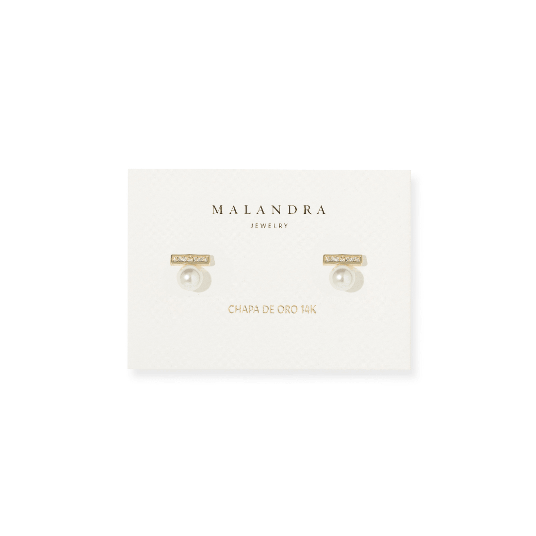 MAXI PEARL BAR EARRINGS - ARETES - Malandra Jewelry - ZWA114-QX05076Y