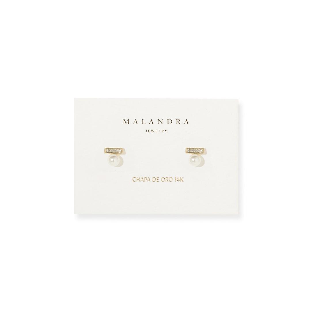 MIDI PEARL BAR EARRINGS - ARETES - Malandra Jewelry - ZWA113-QX05076Y