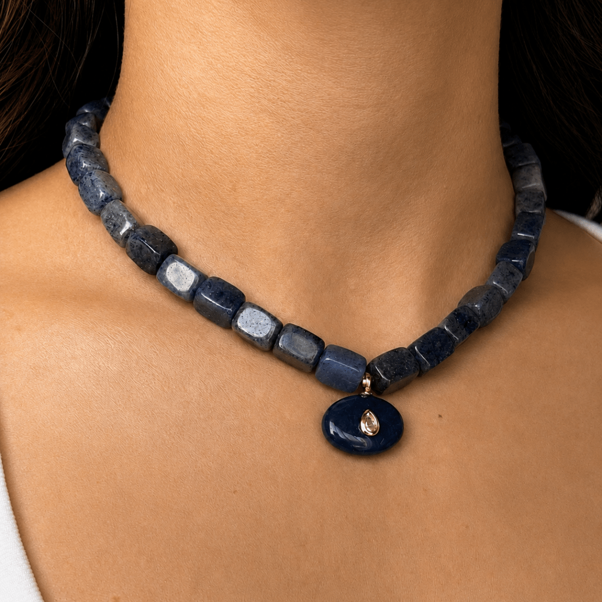 MIDNIGHT AVENTURINE GAIA NECKLACE - COLLARES - Malandra Jewelry - TC2504