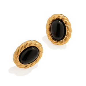 Midnight Twist Oval Studs - ARETES - Malandra Jewelry - EUWA704-JDE0107058-3