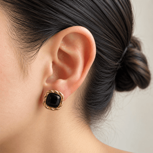 Midnight Twist Square Studs - ARETES - Malandra Jewelry - EUWA705-JDE0107058-1