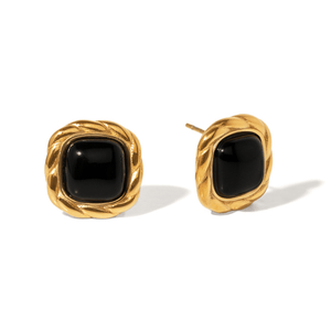 Midnight Twist Square Studs - ARETES - Malandra Jewelry - EUWA705-JDE0107058-1